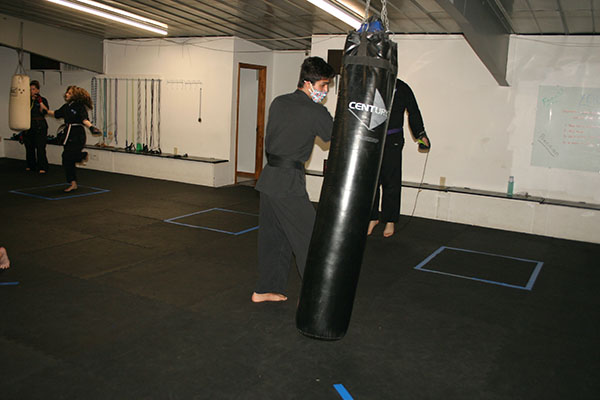 Kempo Karate Adult Class Bag Night Punching and kicking technics