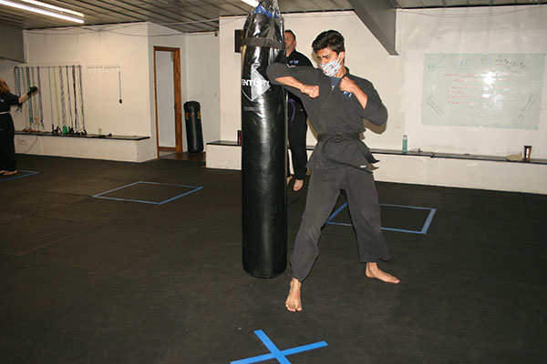Kempo Karate Adult Class Bag Night Punching and kicking technics