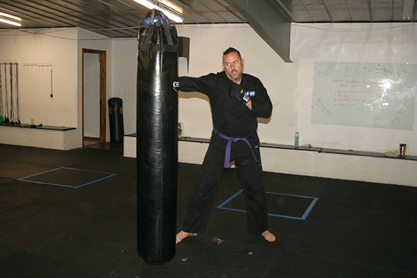Kempo Karate Adult Class Bag Night Punching and kicking technics