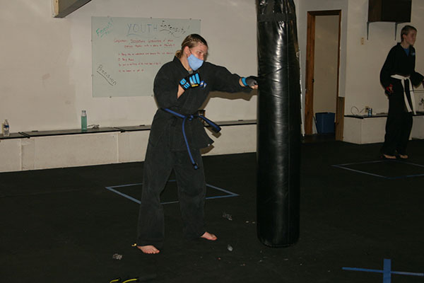 Kempo Karate Adult Class Bag Night Punching and kicking technics
