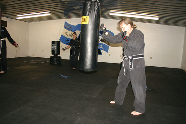 Kempo Karate Adult Class Bag Night Punching and kicking technics