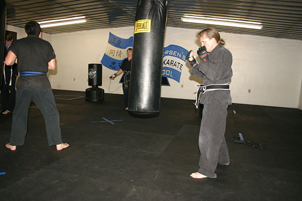 Kempo Karate Adult Class Bag Night Punching and kicking technics