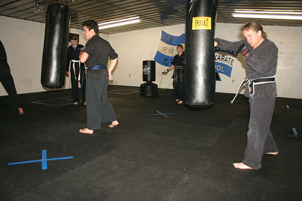 Kempo Karate Adult Class Bag Night Punching and kicking technics