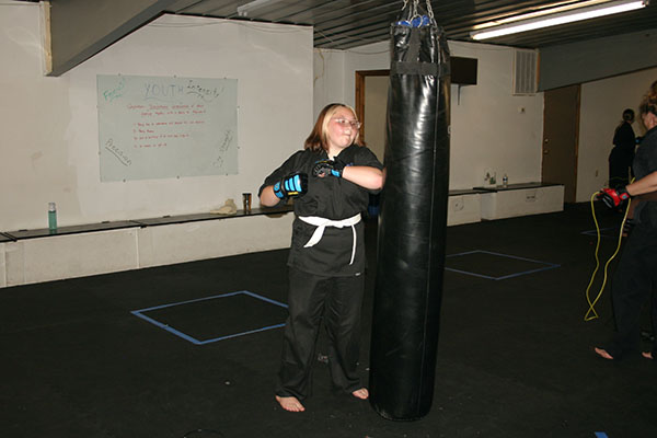 Kempo Karate Adult Class Bag Night Punching and kicking technics