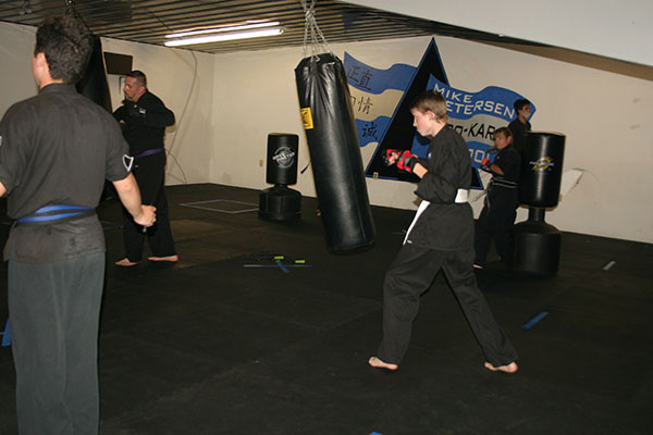 Kempo Karate Adult Class Bag Night Punching and kicking technics