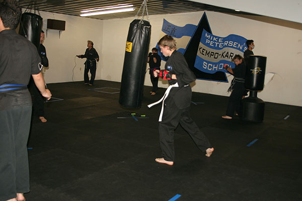 Kempo Karate Adult Class Bag Night Punching and kicking technics
