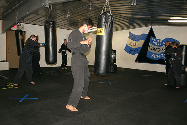 Kempo Karate Adult Class Bag Night Punching and kicking technics