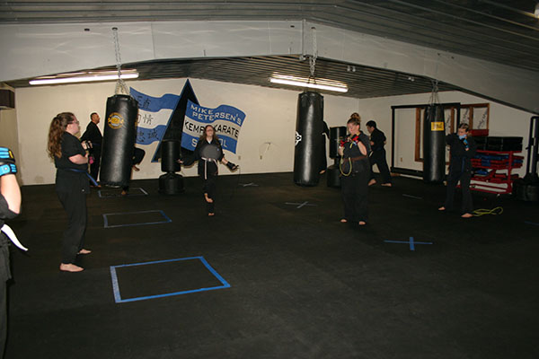 Kempo Karate Adult Class Bag Night Punching and kicking technics