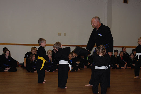 Kempo Karate Christmas Demo Little Dragons Block and Dodging drill