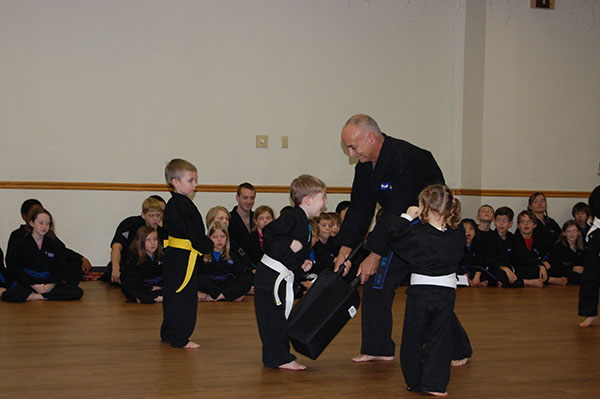 Kempo Karate Christmas Demo Little Dragons Block and Dodging drill