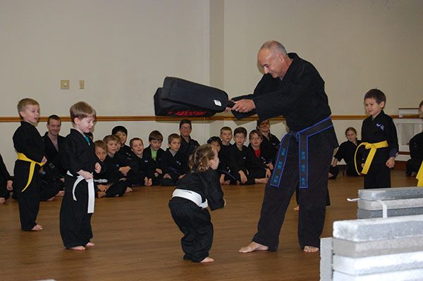 Kempo Karate Christmas Demo Little Dragons Block and Dodging drill