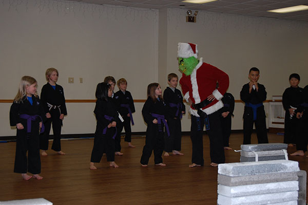 Kempo Karate Christmas Demo kids class Grinch skit